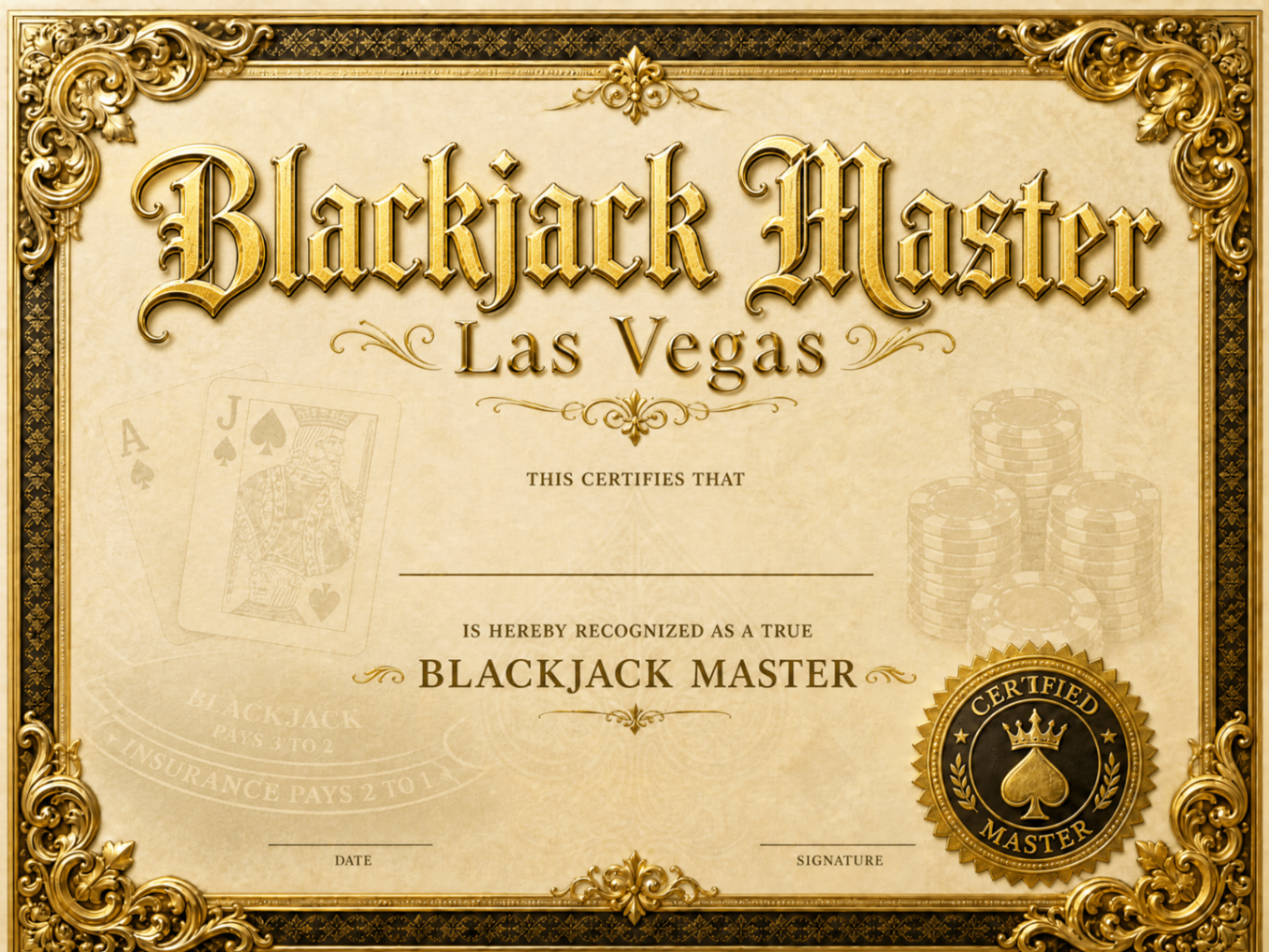 Las Vegas Blackjack Master Certificate preview